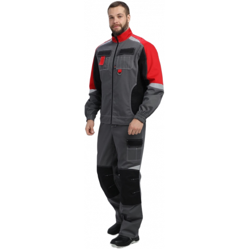 Костюм Вектрон-2 (тк.Смесовая МВО,240) п/к, серый/черный/красный Костюм Вектрон-2 (тк.Смесовая МВО,240) п/к, серый/черный/красный