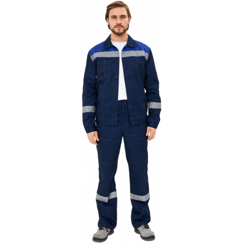 Костюм Лигор-1 Премиум СОП К. (тк.Смесовая,240) брюки, т.синий/васильковый
