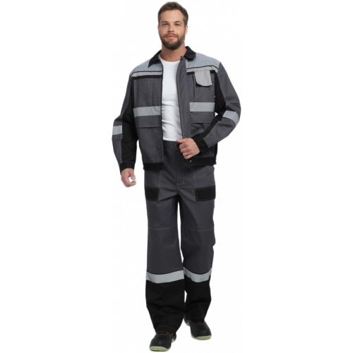 Костюм Виват-1 Премиум CH МВО (тк.Смесовая,240) брюки, т.серый/черный/св.серый