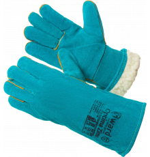 Optima Zima Краги из спилка зеленого цвета утепленные искусственным мехом