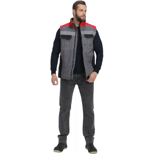 Жилет утепленный Вектрон СОП (тк.Смесовая,240), серый/черный/красный Жилет утепленный Вектрон СОП (тк.Смесовая,240), серый/черный/красный