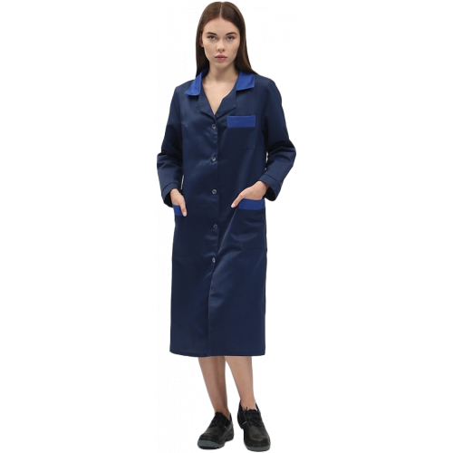 Халат женский (тк.Смесовая,210), т.синий/васильковый