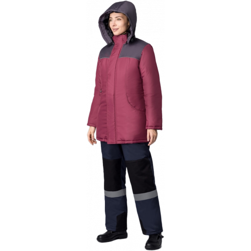 Куртка зимняя женская Сакрин (тк.Дюспо,80), бордовый/т.серый Куртка зимняя женская Сакрин (тк.Дюспо,80), бордовый/т.серый