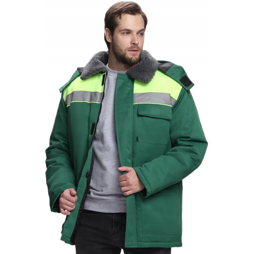 Куртка зимняя для бригадира NEW (тк.Смесовая,210), зеленый/лимонный