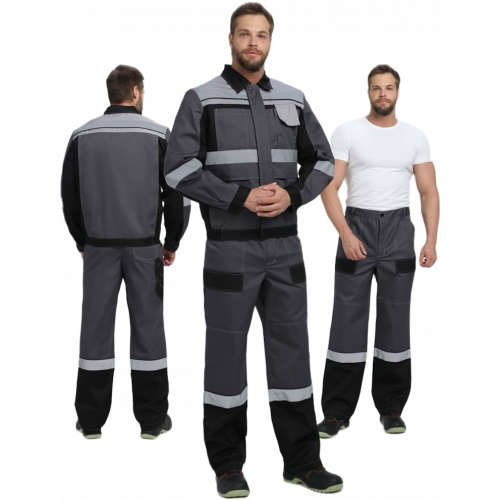 Костюм Виват-1 Премиум CH МВО (тк.Смесовая,240) брюки, т.серый/черный/св.серый