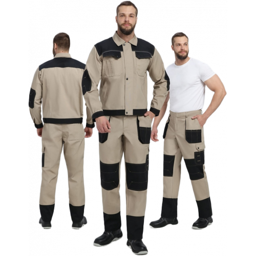 Костюм Вестгард-1 (тк.Канвас,260) брюки, бежевый/черный