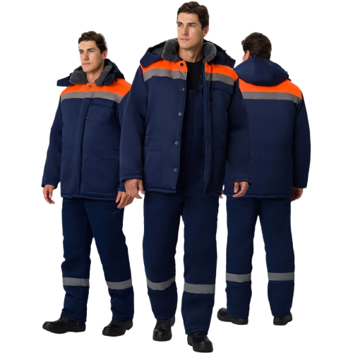 Костюм зимний Труженик-Ультра-2 (тк.Смесовая,210) п/к, т.синий/оранжевый