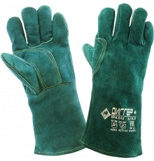 Краги ДИГГЕР+ спилковые зеленые с кевларовой нитью (КРА012)