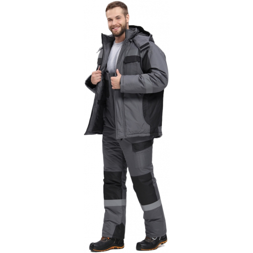 Костюм зимний Вектрон-2 СОП (тк.Таслан,135) п/к, т.серый/черный