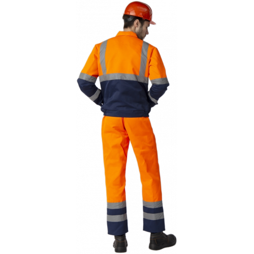 Костюм для дорожника с укороченной курткой (тк.Смесовая,210) п/к, оранжевый/т.синий Костюм для дорожника с укороченной курткой (тк.Смесовая,210) п/к, оранжевый/т.синий
