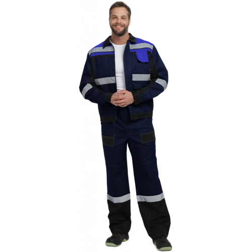 Костюм Виват-1 Премиум CH МВО (тк.Смесовая,240) брюки, т.синий/черный/васильковый