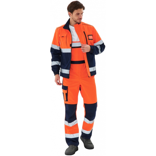 Костюм сигнальный PROFLINE ProfLineSpecialist-2 (тк.Смесовая МВО,240) п/к, оранжевый/т.синий Костюм сигнальный PROFLINE ProfLineSpecialist-2 (тк.Смесовая МВО,240) п/к, оранжевый/т.синий