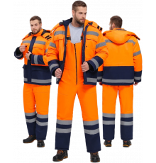 Костюм зимний для дорожника Ультра (тк.Смесовая,210) п/к, оранжевый/т.синий Костюм зимний для дорожника Ультра (тк.Смесовая,210) п/к, оранжевый/т.синий