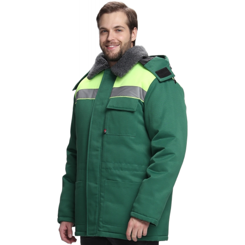 Куртка зимняя для бригадира NEW (тк.Смесовая,210), зеленый/лимонный