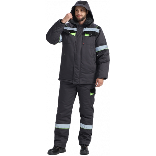 Костюм зимний Ховард (тк.Смесовая,240) п/к, т.серый/черный/лимонный