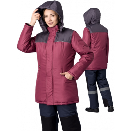 Куртка зимняя женская Сакрин (тк.Дюспо,80), бордовый/т.серый Куртка зимняя женская Сакрин (тк.Дюспо,80), бордовый/т.серый