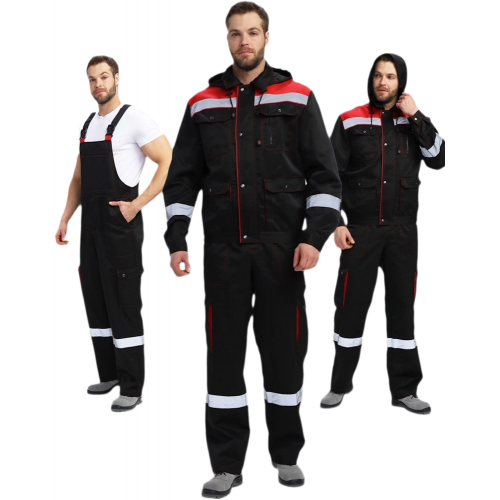 Костюм Нейч-2 СОП с капюшоном К. (тк.Смесовая,210) п/к, черный/красный