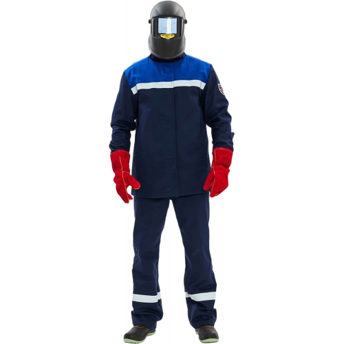 Костюм сварщика Велд-СОП 2 кл.защиты (тк.Хлопок-ОП,350) брюки, т.синий/васильковый