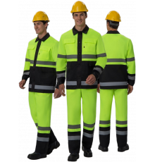 Костюм для дорожника (тк.Смесовая,210) п/к, лимонный/черный Костюм для дорожника (тк.Смесовая,210) п/к, лимонный/черный