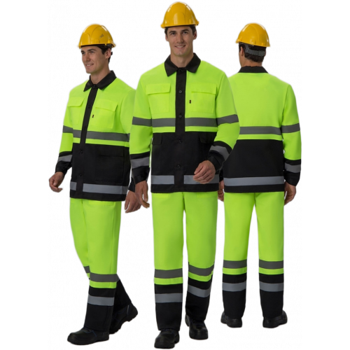 Костюм для дорожника (тк.Смесовая,210) п/к, лимонный/черный Костюм для дорожника (тк.Смесовая,210) п/к, лимонный/черный