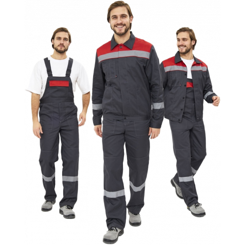 Костюм Лигор-2 Премиум СОП (тк.Смесовая,240) п/к, т.серый/красный Костюм Лигор-2 Премиум СОП (тк.Смесовая,240) п/к, т.серый/красный