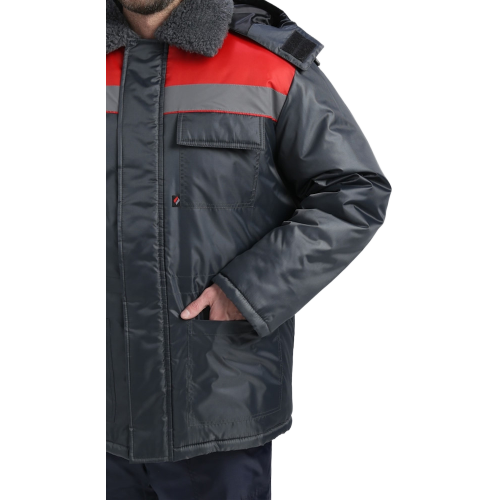 Куртка зимняя для бригадира NEW (тк.Оксфорд), т.серый/красный Куртка зимняя для бригадира NEW (тк.Оксфорд), т.серый/красный