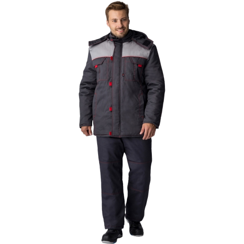 Куртка зимняя Фаворит (тк.Смесовая,240), т.серый/св.серый/красный Куртка зимняя Фаворит (тк.Смесовая,240), т.серый/св.серый/красный