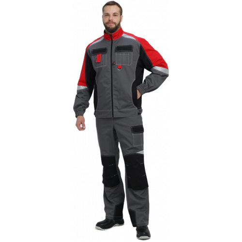 Костюм Вектрон-1 (тк.Смесовая МВО,240) брюки, серый/черный/красный Костюм Вектрон-1 (тк.Смесовая МВО,240) брюки, серый/черный/красный