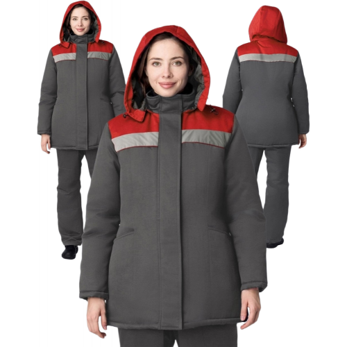 Куртка зимняя женская Кнейд СОП (тк.Смесовая,210), т.серый/красный Куртка зимняя женская Кнейд СОП (тк.Смесовая,210), т.серый/красный