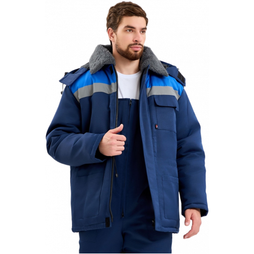 Костюм зимний Труженик-Ультра-2 СОП (тк.Смесовая,210) п/к, т.синий/васильковый