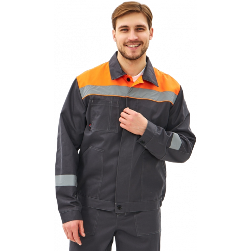 Костюм Липецк-1 СОП CH (тк.Смесовая,280) брюки, т.серый/оранжевый