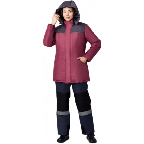 Куртка зимняя женская Сакрин (тк.Дюспо,80), бордовый/т.серый Куртка зимняя женская Сакрин (тк.Дюспо,80), бордовый/т.серый