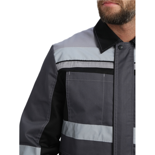 Костюм Виват-1 Премиум CH МВО (тк.Смесовая,240) брюки, т.серый/черный/св.серый