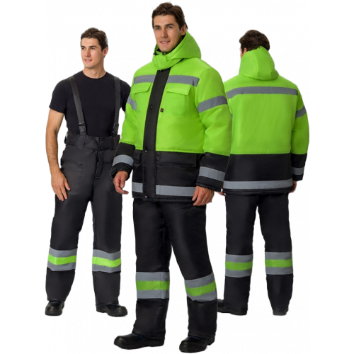 Костюм зимний для дорожника (тк.Оксфорд) брюки, лимонный/черный Костюм зимний для дорожника (тк.Оксфорд) брюки, лимонный/черный