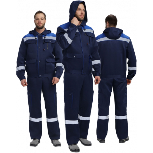 Костюм Нейч-2 СОП с капюшоном К. (тк.Смесовая,210) п/к, т.синий/васильковый