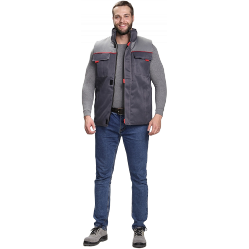 Жилет утепленный Флофт (тк.Смесовая,210), т.серый/серый Жилет утепленный Флофт (тк.Смесовая,210), т.серый/серый