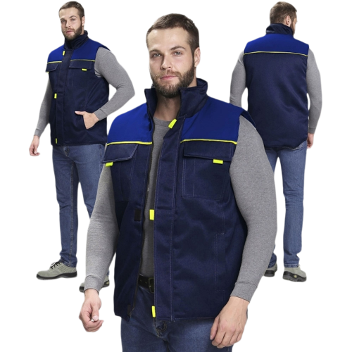 Жилет утепленный Флофт (тк.Смесовая,210), т.синий/васильковый Жилет утепленный Флофт (тк.Смесовая,210), т.синий/васильковый