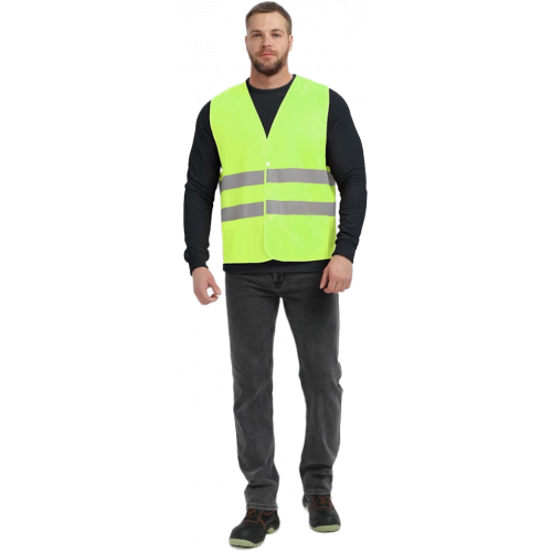 Жилет сигнальный ProfLineBase с пуговицами и карманами (тк.Полиэфир,100), желтый Жилет сигнальный ProfLineBase с пуговицами и карманами (тк.Полиэфир,100), желтый