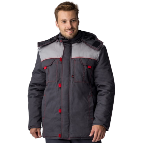 Куртка зимняя Фаворит (тк.Смесовая,240), т.серый/св.серый/красный Куртка зимняя Фаворит (тк.Смесовая,240), т.серый/св.серый/красный