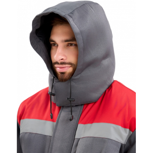 Костюм зимний Труженик-Ультра-2 СОП (тк.Смесовая,210) п/к, т.серый/красный