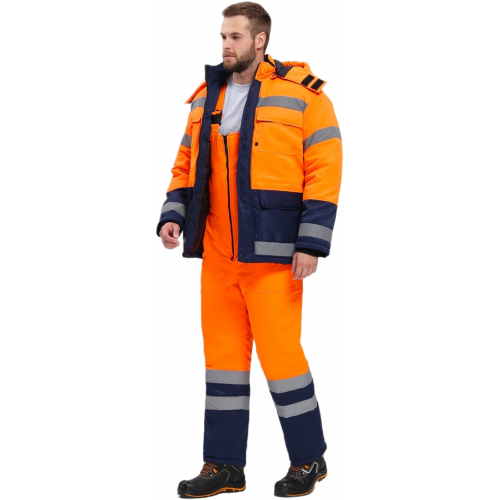 Костюм зимний для дорожника Ультра (тк.Смесовая,210) п/к, оранжевый/т.синий Костюм зимний для дорожника Ультра (тк.Смесовая,210) п/к, оранжевый/т.синий
