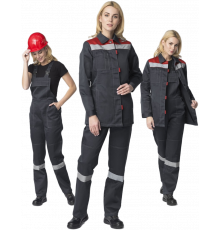 Костюм женский Весна-2 СОП NEW (тк.Смесовая,210) п/к, т.серый/красный Костюм женский Весна-2 СОП NEW (тк.Смесовая,210) п/к, т.серый/красный