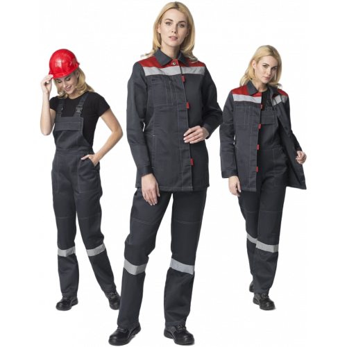 Костюм женский Весна-2 СОП NEW (тк.Смесовая,210) п/к, т.серый/красный Костюм женский Весна-2 СОП NEW (тк.Смесовая,210) п/к, т.серый/красный