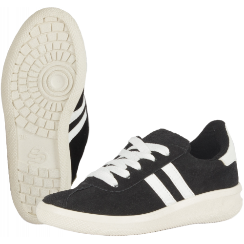 Кроссовки нат.замша ПВХ, черный/белый