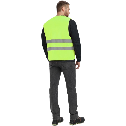 Жилет сигнальный ProfLineBase с пуговицами и карманами (тк.Полиэфир,100), желтый Жилет сигнальный ProfLineBase с пуговицами и карманами (тк.Полиэфир,100), желтый