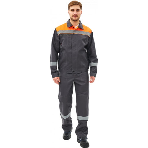 Костюм Липецк-2 СОП CH (тк.Смесовая,280) п/к, т.серый/оранжевый