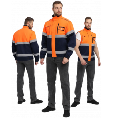 Куртка-трансформер сигнальная ProfLineSpecialist (тк.Смесовая МВО,240), оранжевый/т.синий Куртка-трансформер сигнальная ProfLineSpecialist (тк.Смесовая МВО,240), оранжевый/т.синий