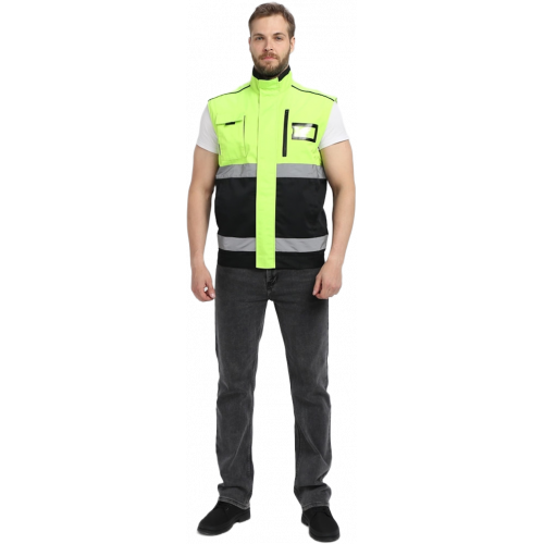 Куртка-трансформер сигнальная ProfLineSpecialist (тк.Смесовая МВО,240), желтый/черный Куртка-трансформер сигнальная ProfLineSpecialist (тк.Смесовая МВО,240), желтый/черный