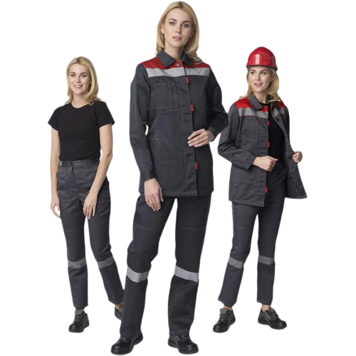 Костюм женский Весна-1 СОП CH (тк.Смесовая,210) брюки, т.серый/красный Костюм женский Весна-1 СОП CH (тк.Смесовая,210) брюки, т.серый/красный