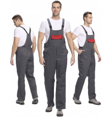 Полукомбинезон для ИТР (тк.Смесовая,210), серый/красный Полукомбинезон для ИТР (тк.Смесовая,210), серый/красный